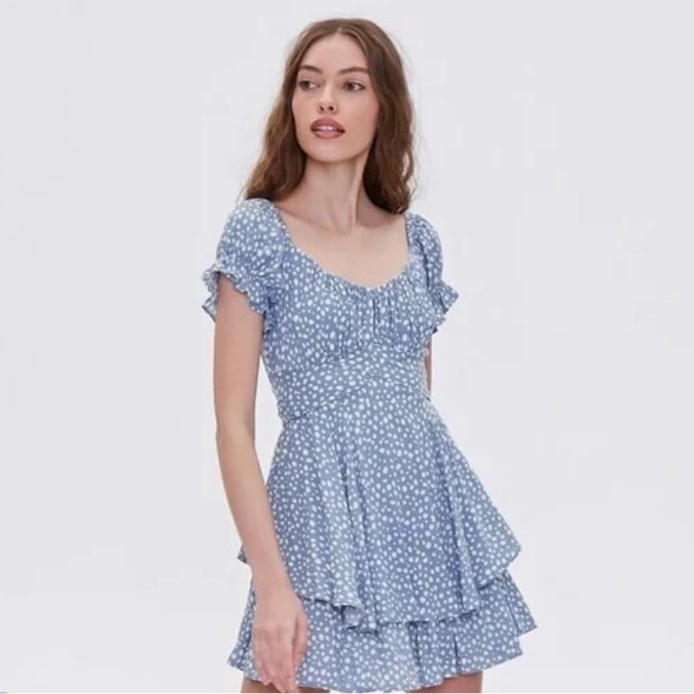Blue and white spotted dress